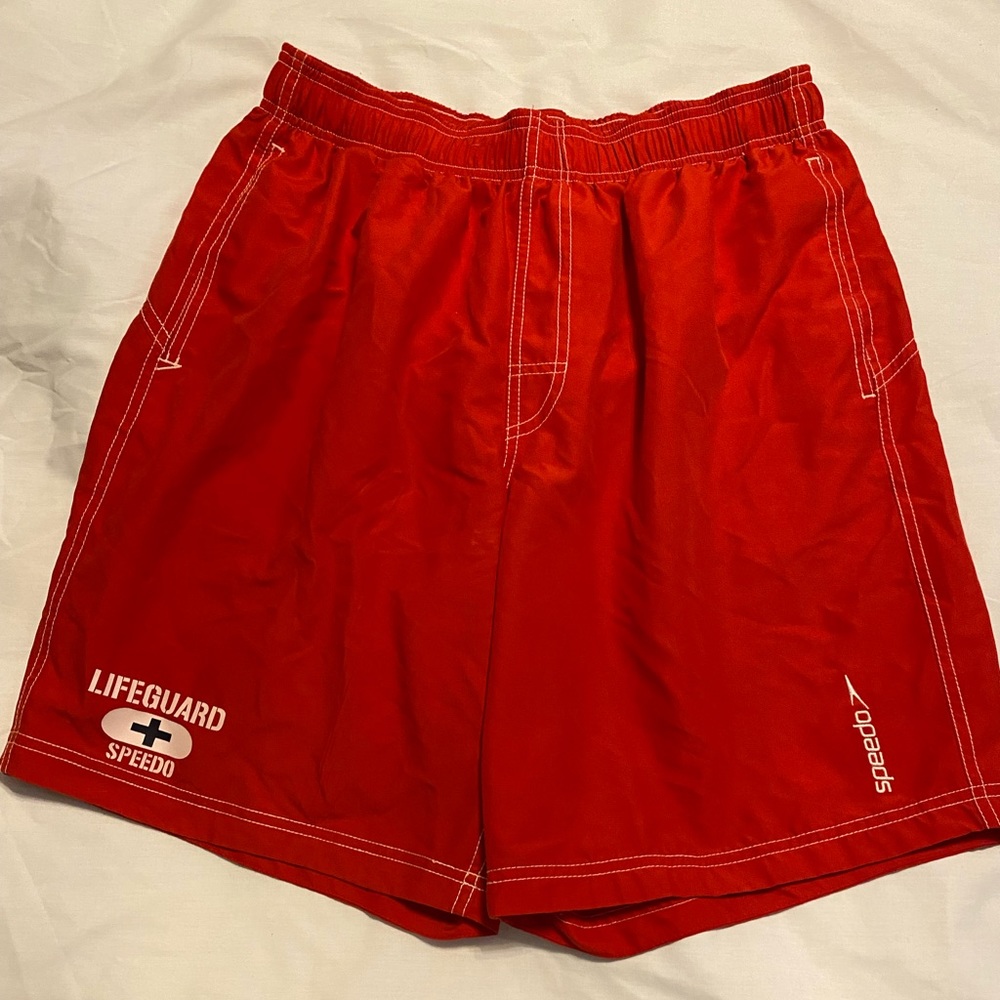 Speedo Red Lifeguard Swim Trunks